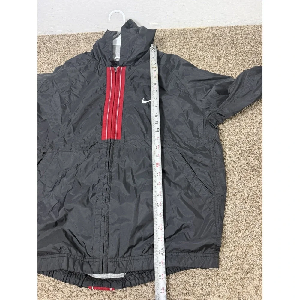 Nike Vintage 90s Hooded Windbreaker Jacket Black Red Youth Large 14-16